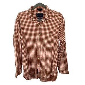 Britches Casement Plaid Cotton Shirt Orange Gingham Button Down Large